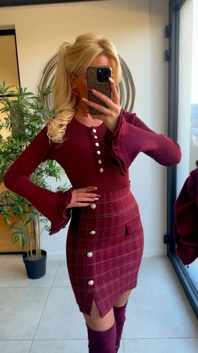 Skirt Bordeaux buttons 
