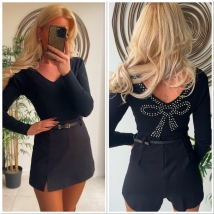 Pull zwart strik strass 