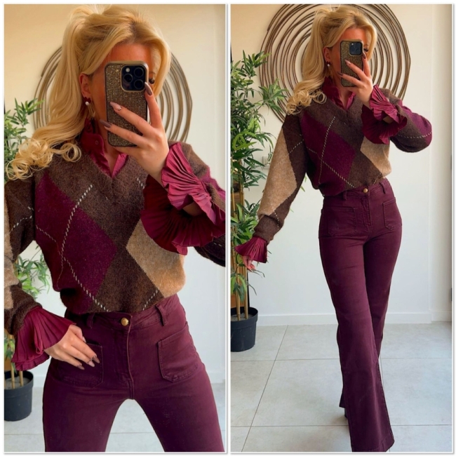 Broek Wide leg Bordeaux 