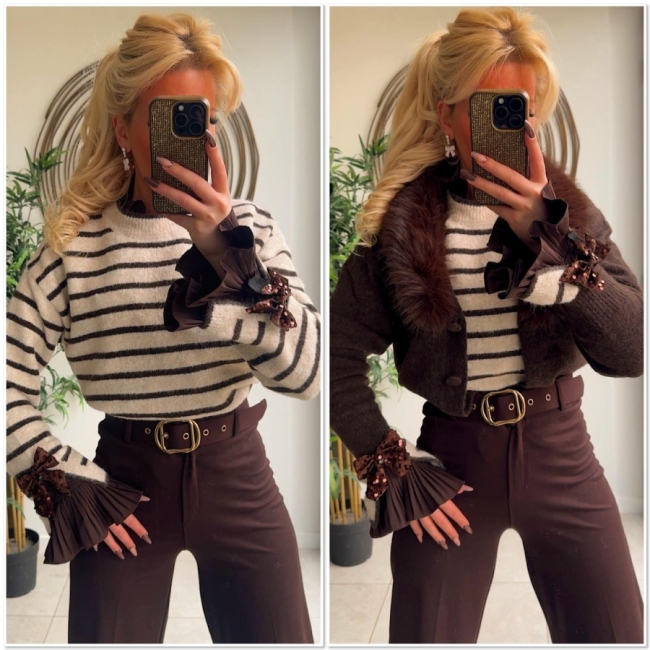 Gilet marron faux fur 