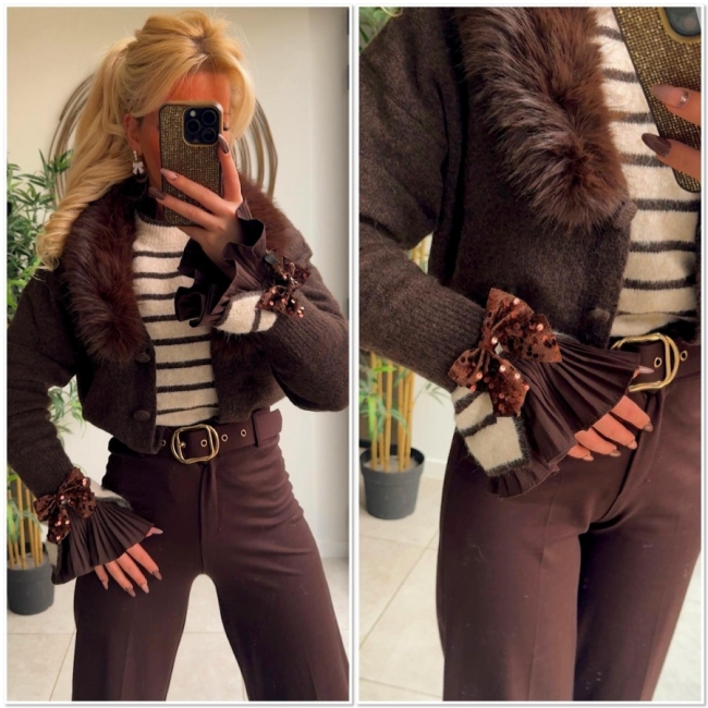 Gilet marron faux fur 