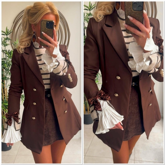 Pull beige Brown bow