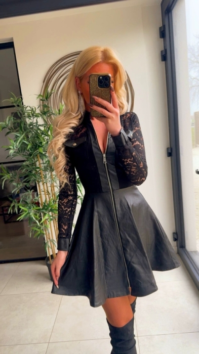 Dress black leatherlook 