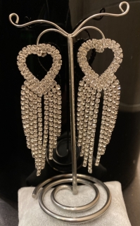 Oorbellen hart lang Silver 