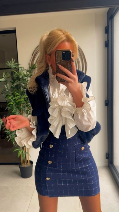 Jupe bleu buttons coeurs 