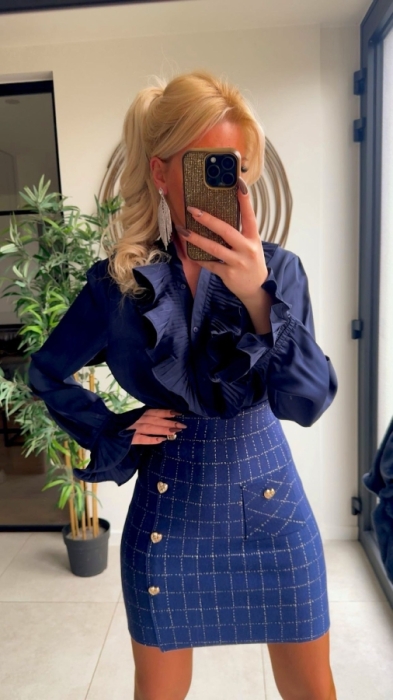 Jupe bleu buttons coeurs 