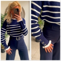 Pull marine blauw strepen 