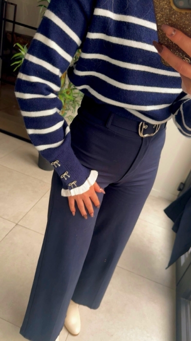 Pull marine blauw strepen 