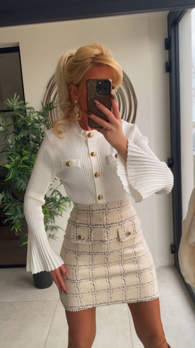 Rok wit knopjes 