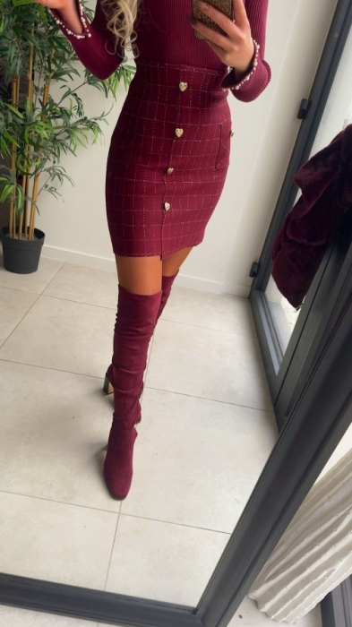 Skirt Bordeaux buttons hearts