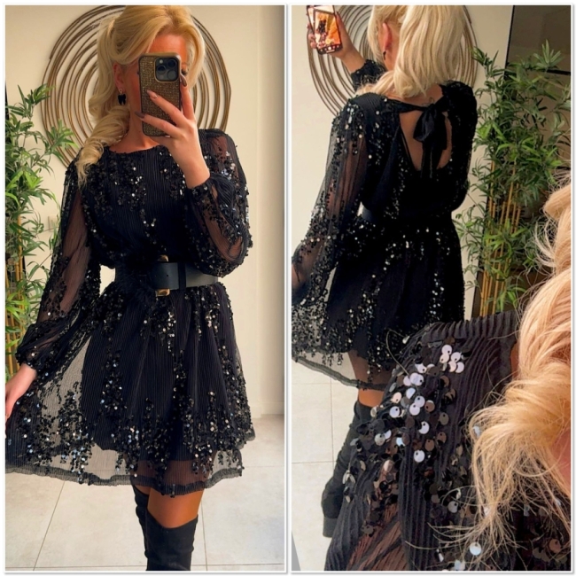 Dress black paillettes 