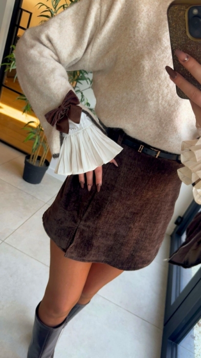 Jupe short marron 