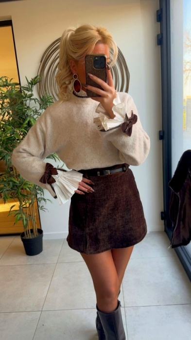 Jupe short marron 