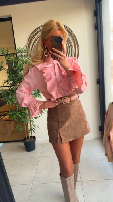 Blouse pink frulle 