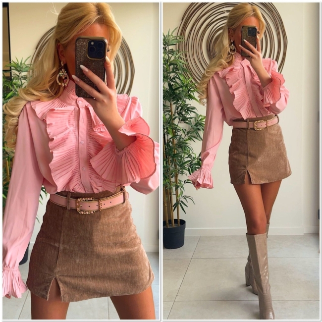 Blouse pink frulle 