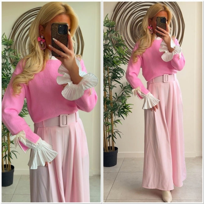 Broek wijd lichtroze