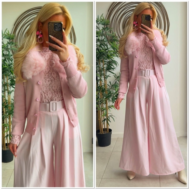 Broek wijd lichtroze