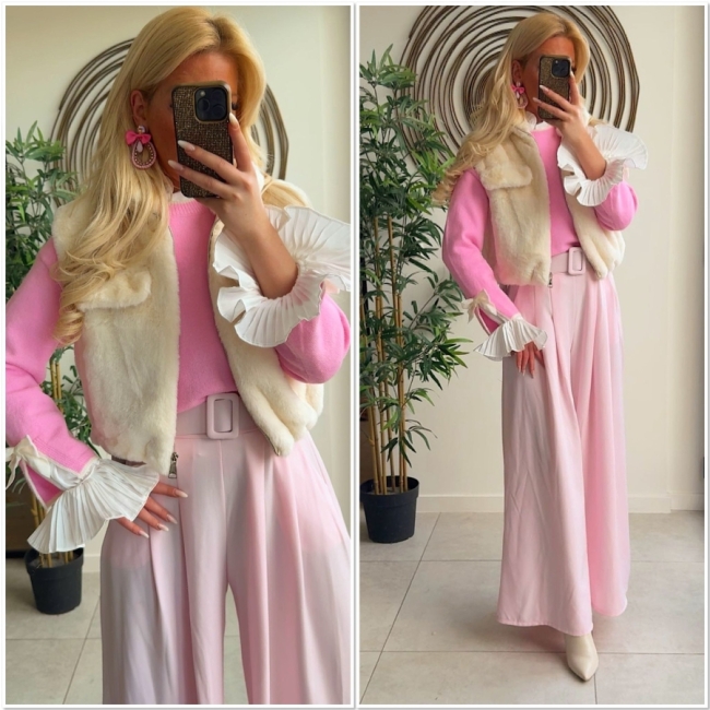 Broek wijd lichtroze