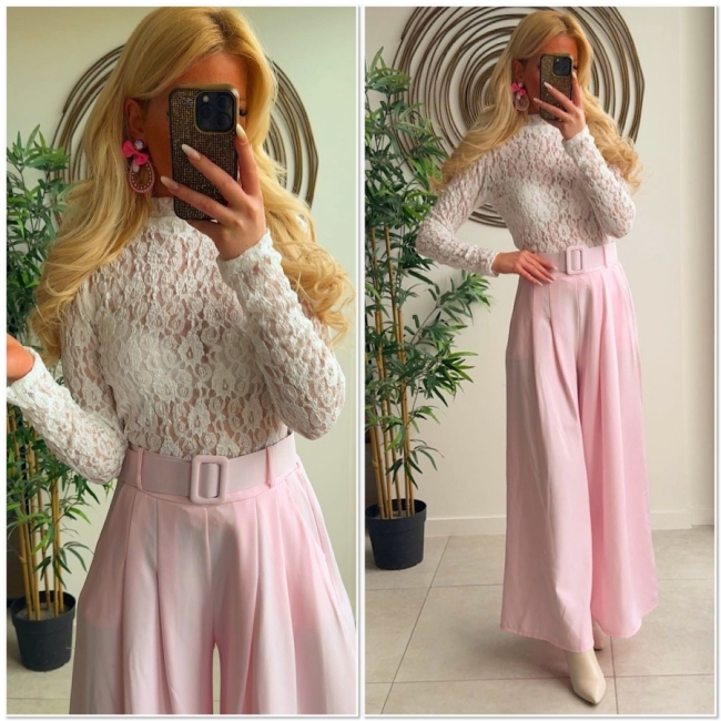 Broek wijd lichtroze