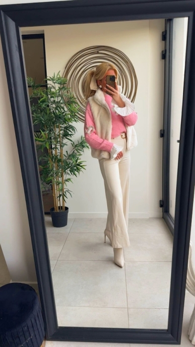 Pull pink hart strass