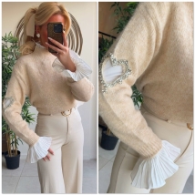 Pull beige Hart strass