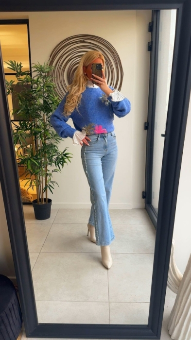 Pull blauw paillettes 