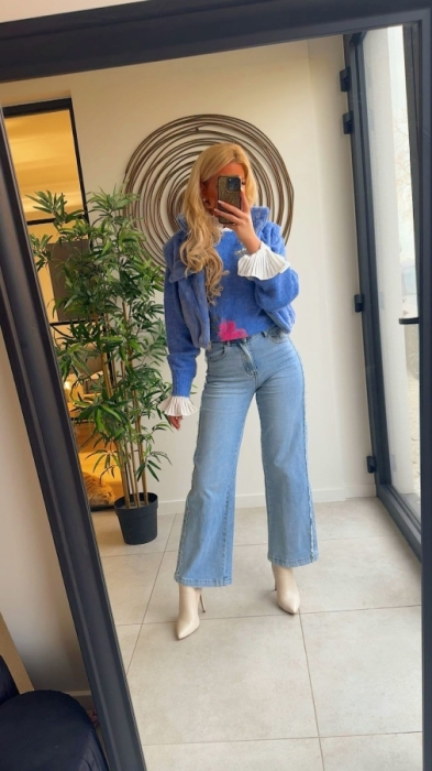 Pull blauw paillettes 