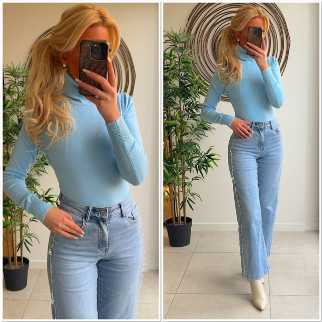 Pull coll Light bleu 