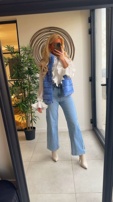 Gilet Teddy jeans blauw 