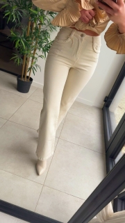 Broek écru Wide leg 