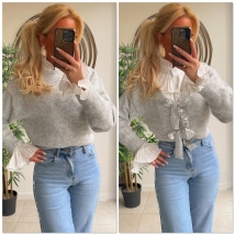 Pull lichtgrijs stukjes Silver 