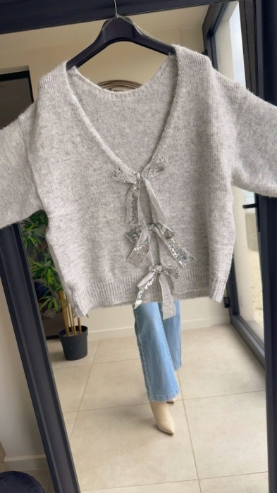 Pull lichtgrijs stukjes Silver 