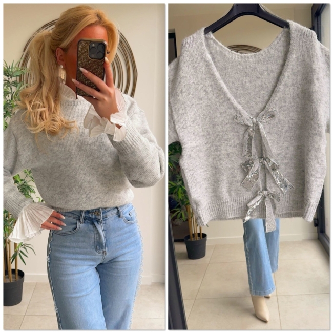 Pull lichtgrijs stukjes Silver 