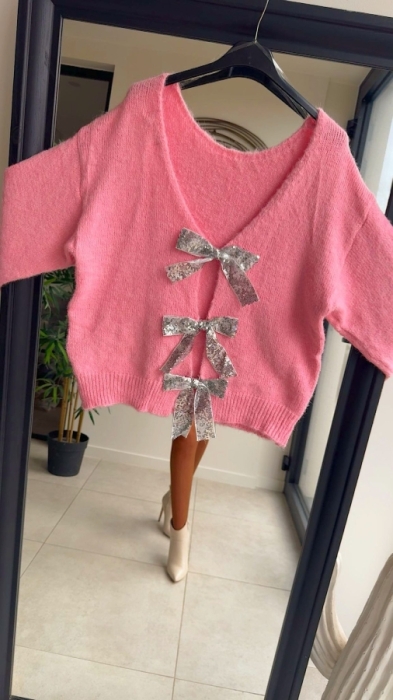 Pull pink strikjes Silver 