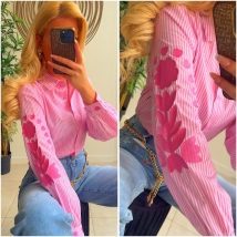 Bloes pink streepjes broderie 