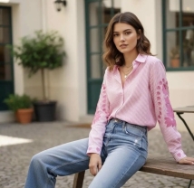 Blouse pink broderie 