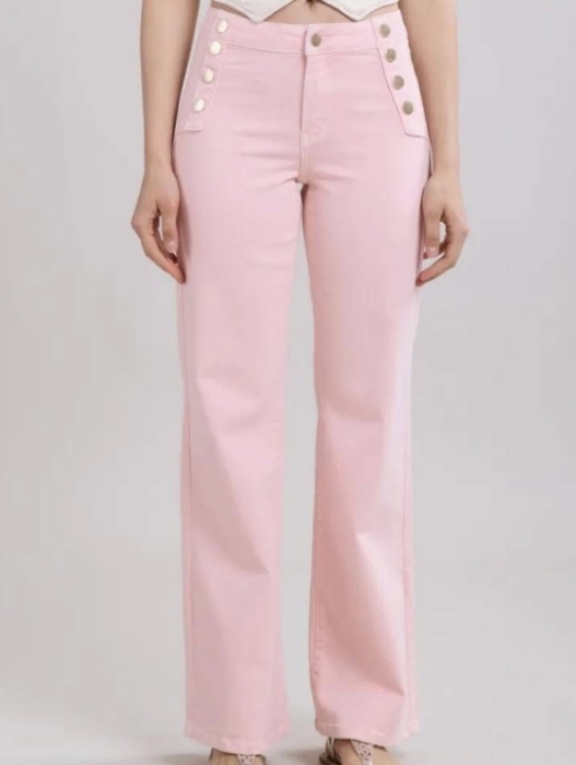 Jeans Toxik Wide leg lichtroze buttons 