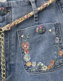 Jeans Wide leg Broderie 