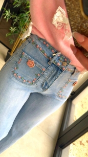 Jeans Wide leg broderie 