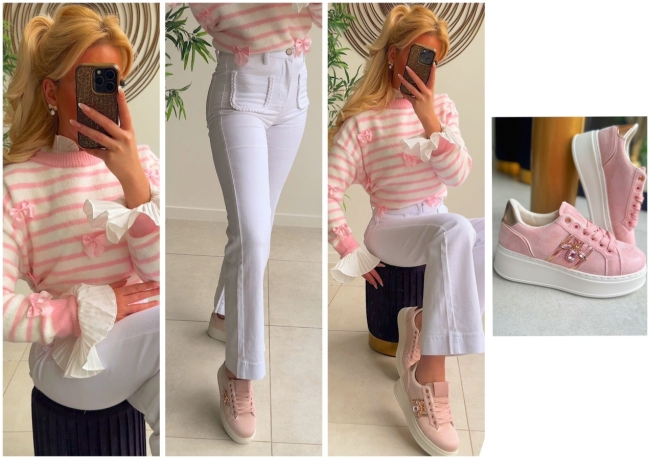 Pants White Wide leg 