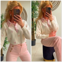 Pull crème koll bloemetjes 