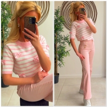 Pull pink korte mouw strikjes 