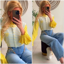 Débardeur geel blauw hartje 