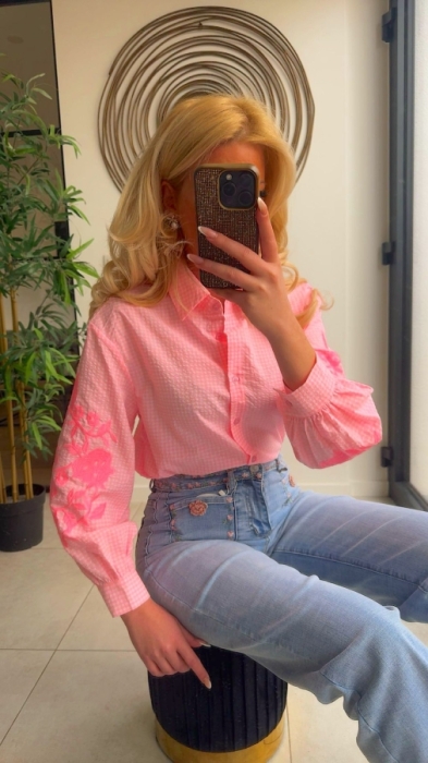 Blouse pink broderie 