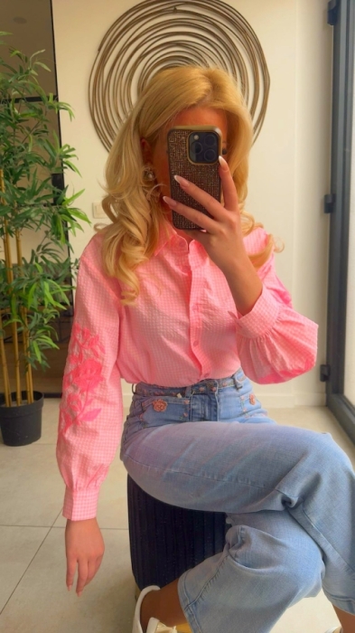 Blouse pink broderie 