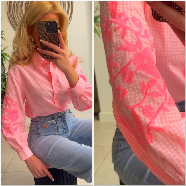 Blouse pink broderie 