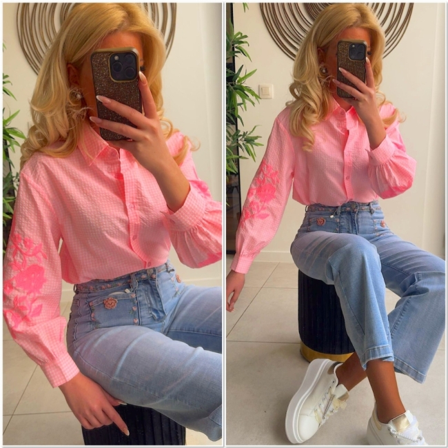 Blouse pink broderie 