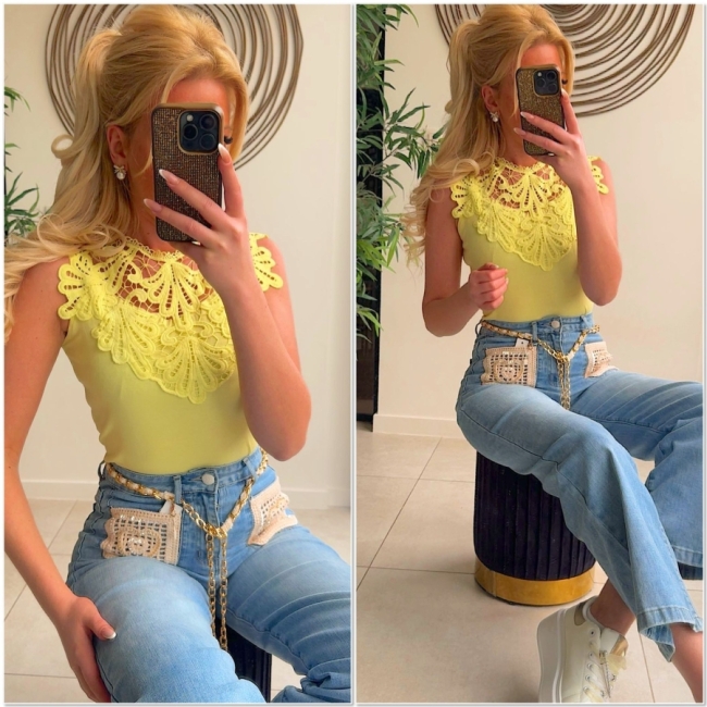 T shirt jaune dentaill 