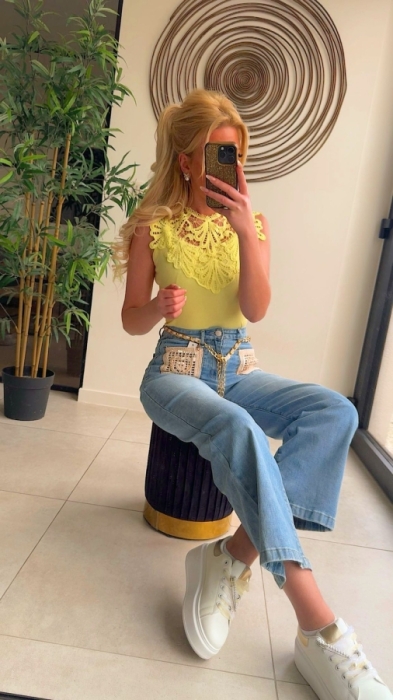 T shirt jaune dentaill 