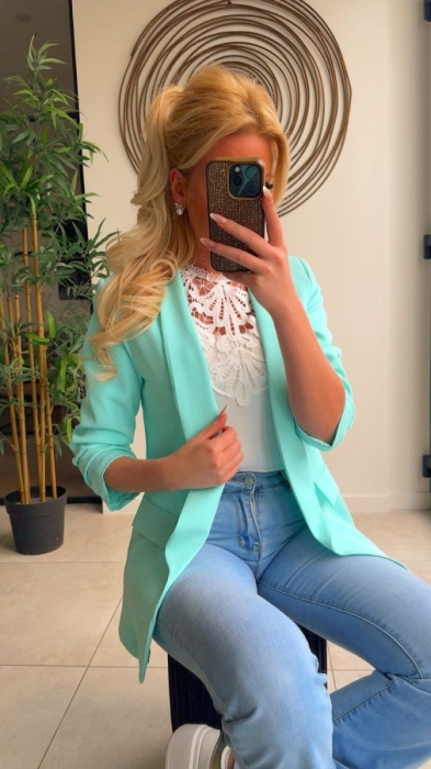 Blazer mint gestropte mouw 